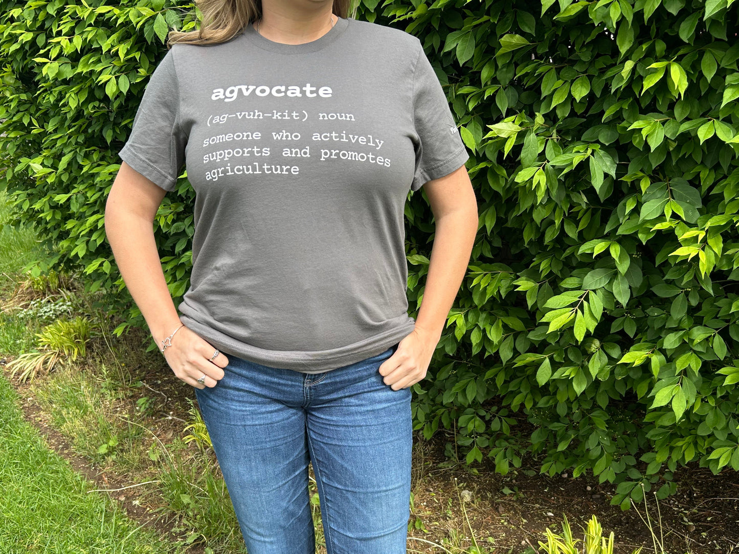 Agvocate Definition Shirt by Pink Tractor, unisex tee defining 'agvocate' for supporters of agriculture.