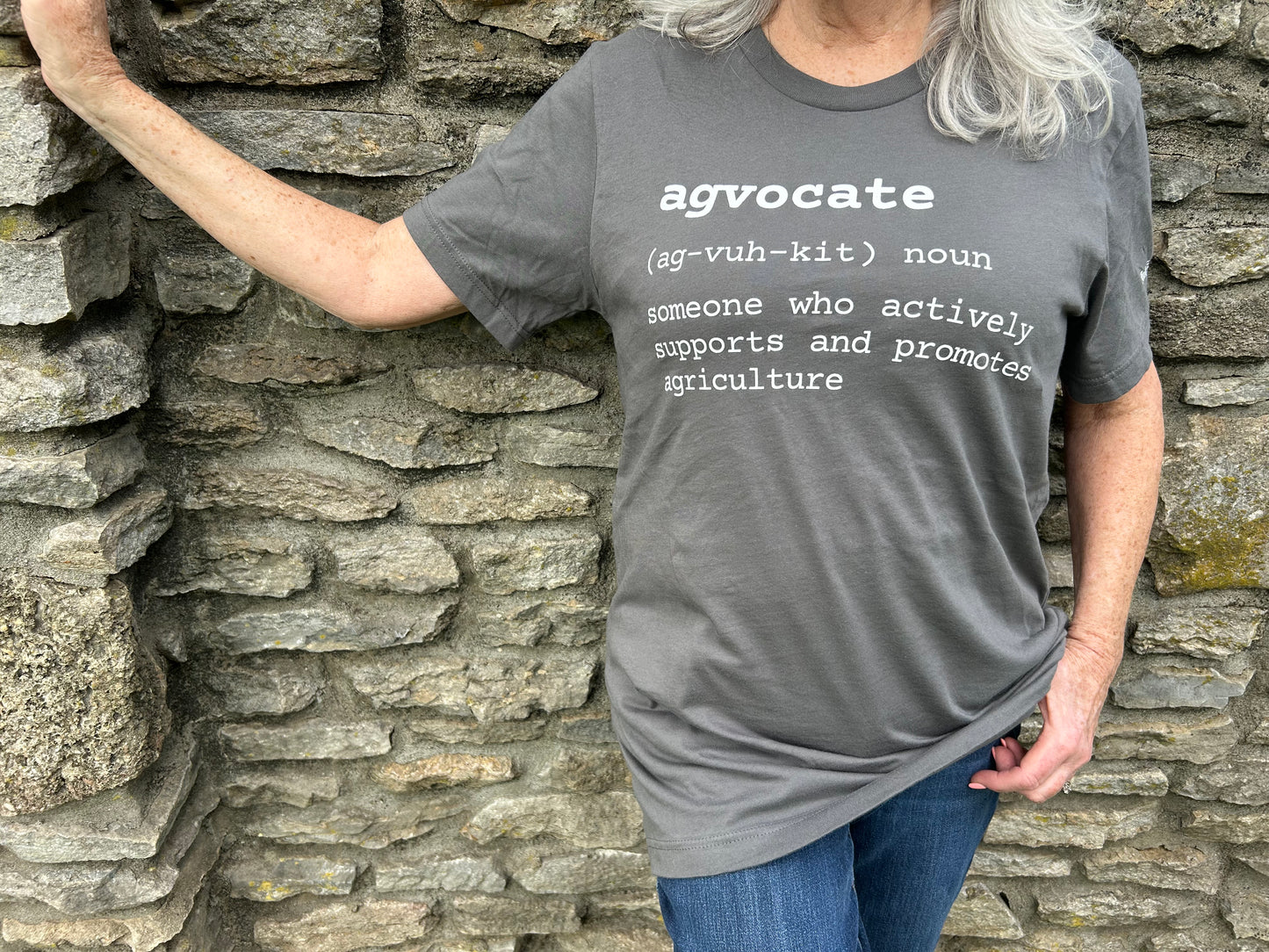 Agvocate Definition Shirt by Pink Tractor, unisex tee defining 'agvocate' for supporters of agriculture.