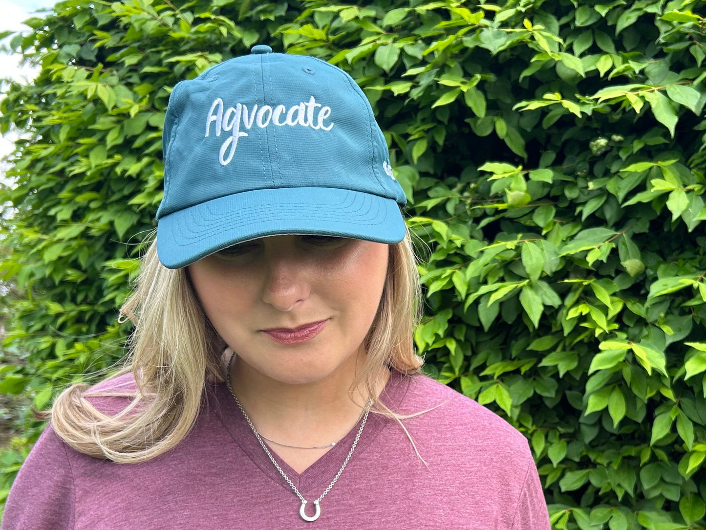 Agvocate Hat in deep teal by Pink Tractor, performance fabric cap for women in agriculture