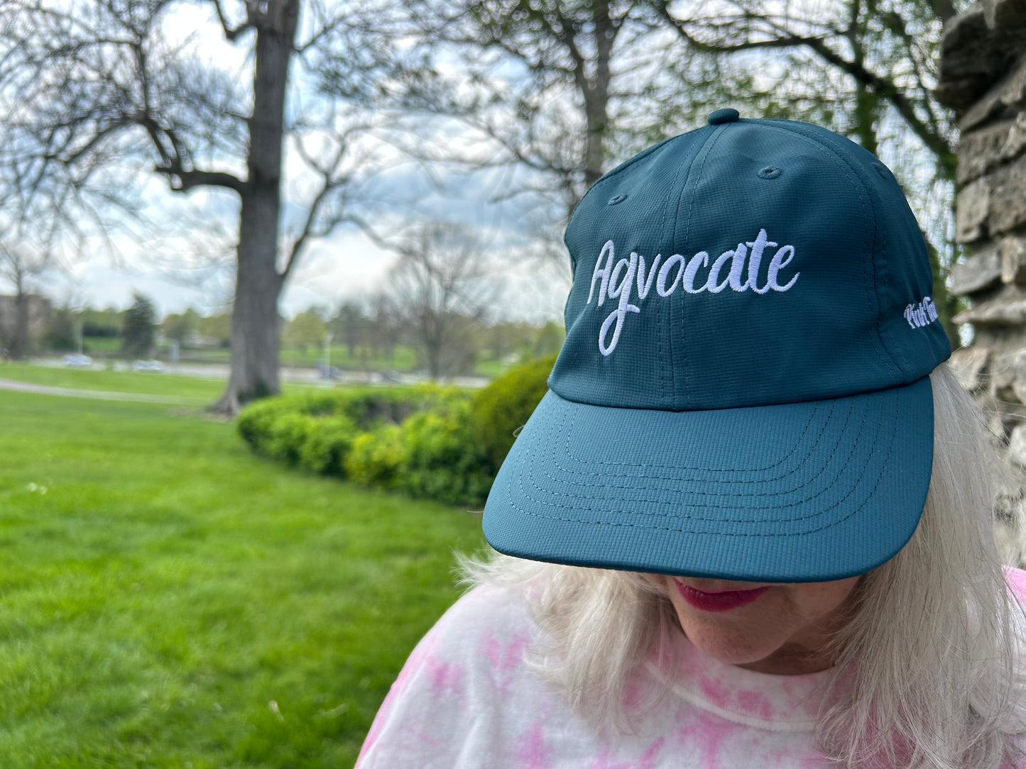 Agvocate Hat in deep teal by Pink Tractor, performance fabric cap for women in agriculture