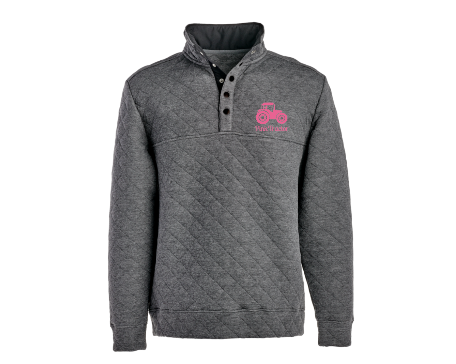 Quilted Pullover Limited Edition by Pink Tractor, unisex 1/4 zip in grey