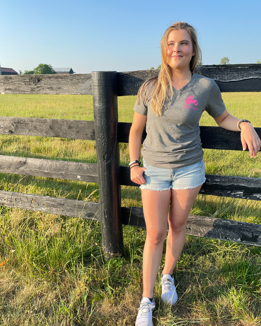 Pink Tractor Logo V-Neck